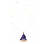 Purple Triangle Druzy Stone Pendant Necklace